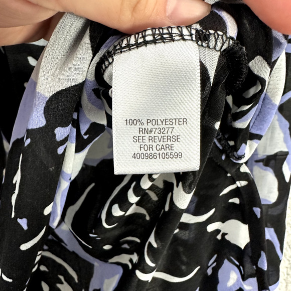 Dana Buchman Popover top Womens XL Black 3D Rose Sheer Mesh Long Sleeve Boho Art - Picture 4 of 7